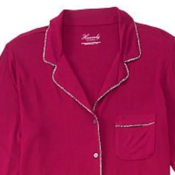 VS XS Regular 30" Inseam Modal PJ Set Red with Leopard Piping NWT - Picture 13 of 16